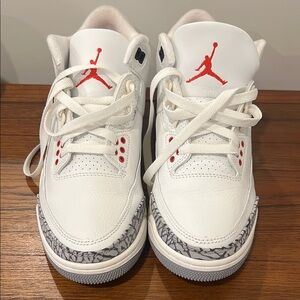 Nike Jordan 3 Retro - White/Grey/Red Sneakers - M 6.5/W 8